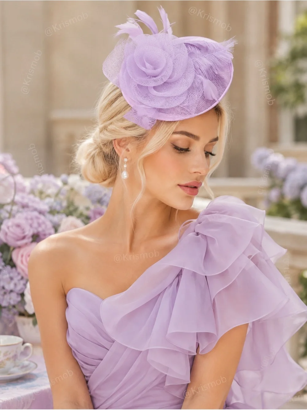 Kentucky Derby Hat Fascinator | Sinamay Floral Feather Cocktail Headpiece Church